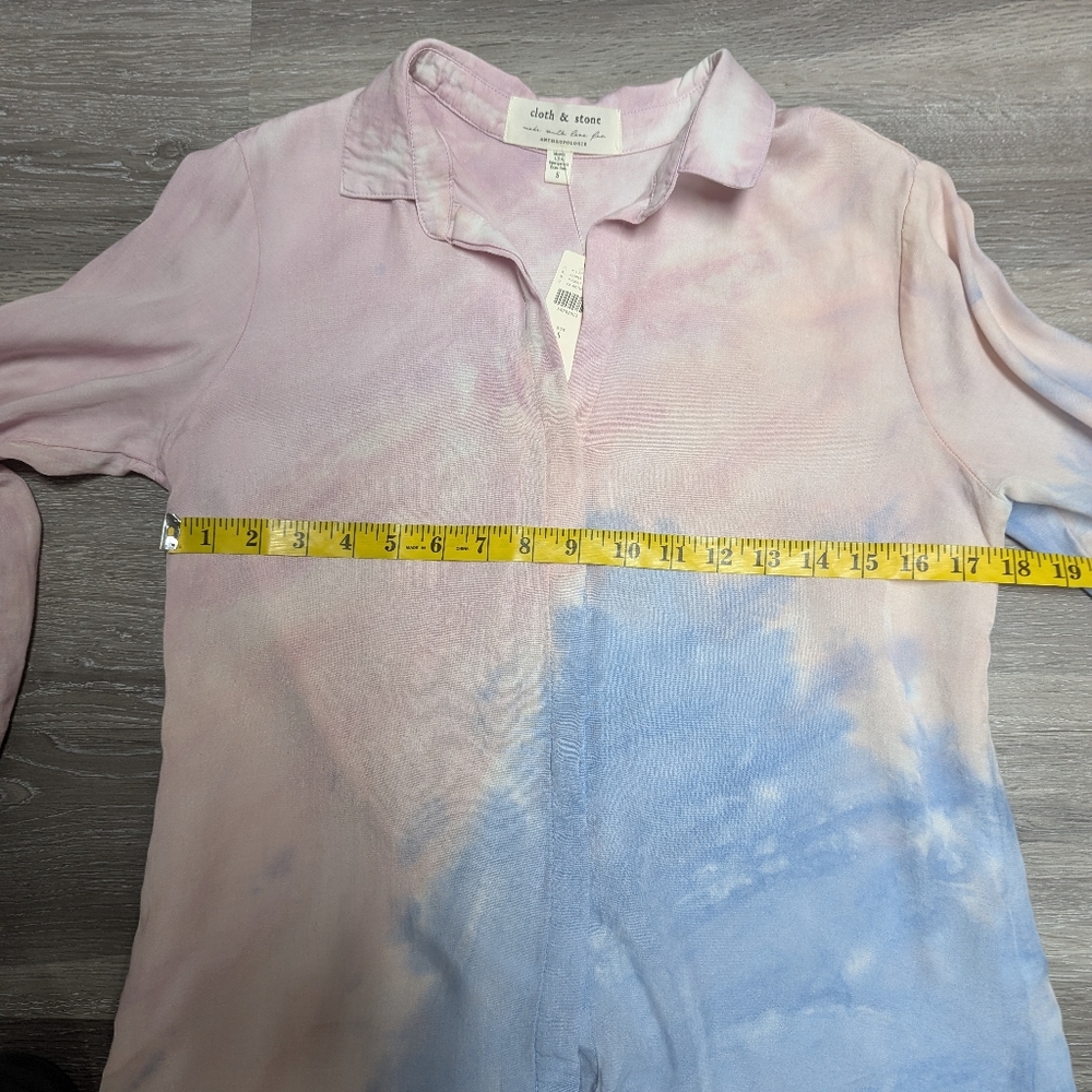 NWT Anthropologie Cloth & Stone Blouse Size S Soft Tencel Pastel Tie Dye - Picture 8 of 8